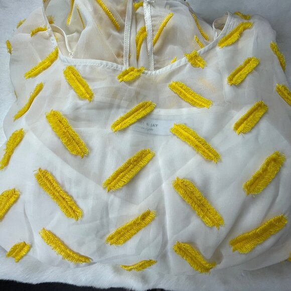 Ali & Jay Yellow Textured Long Sleeve Peplum Blouse S Polyester - Picture 9 of 10